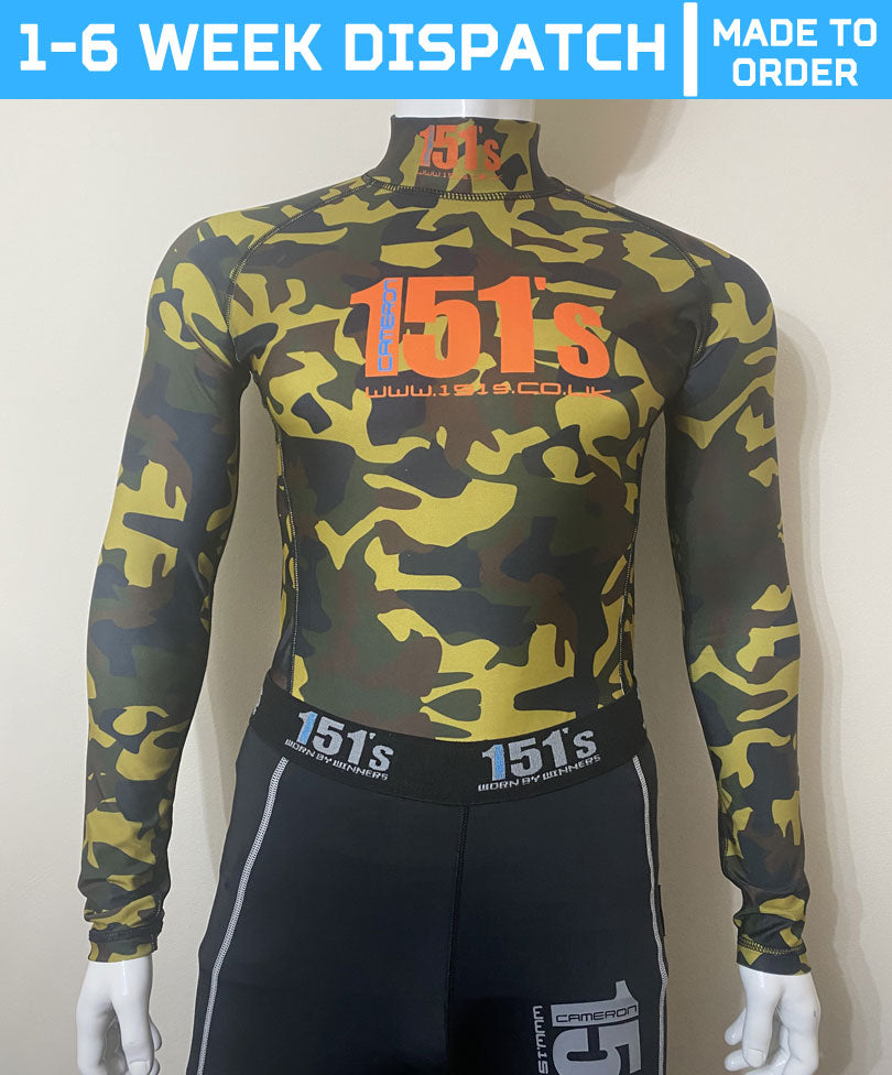 151s Compression Base Layer Top - Green Orange Camo - Made To