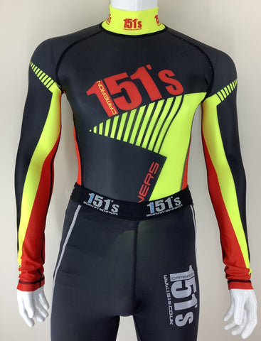 Kids Compression Base Layer Top - Retro Black Yellow Red