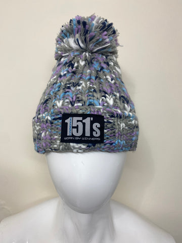 Chunky Fleece Lined Bobble Hat - Grey Spritz