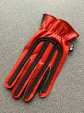 Motocross Speedway Retro Leather Race Gloves - Red
