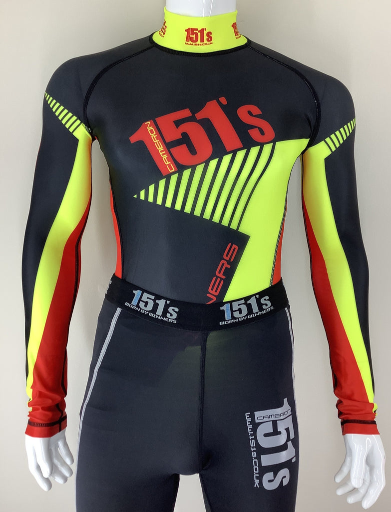 151s Compression Base Layer Top - Retro Black Yellow Red - Made To