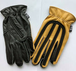 Motocross Speedway Retro Leather Race Gloves - Mustard Yellow